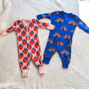 Hanna Andersson Baby Onesie Pajamas Pink Strawberries Blue Love 0-3 months